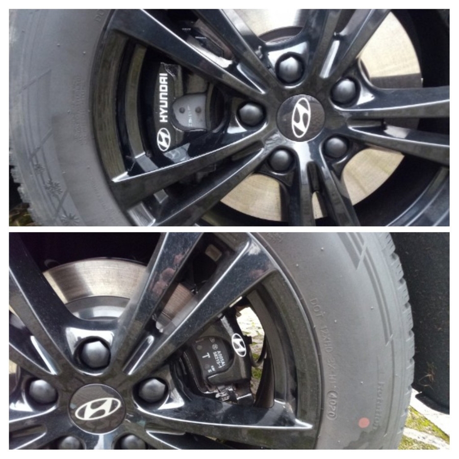 Bremssattel lackiert + Hyundai Aufkleber. NX4