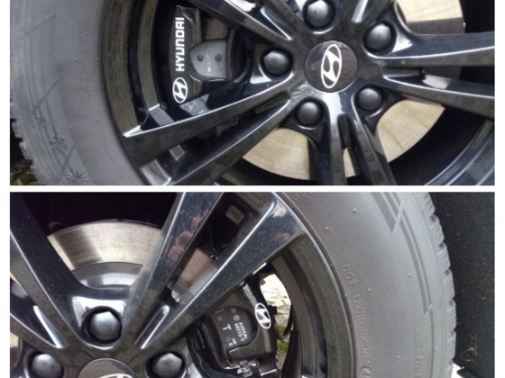 Bremssattel lackiert + Hyundai Aufkleber. NX4